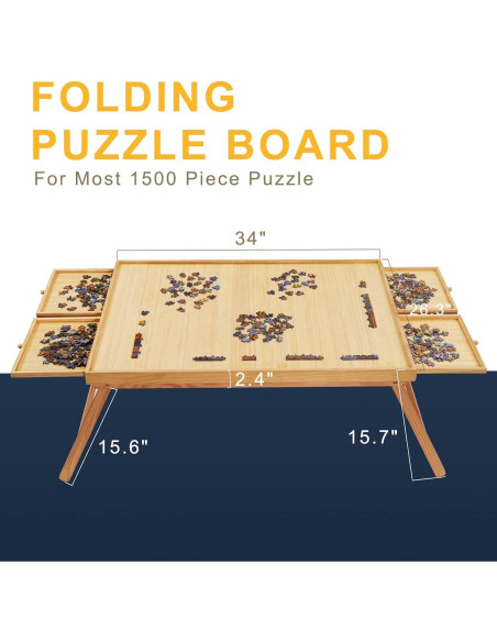 Mesa de Rompecabezas Plegable TEAKMAMA 1500 Piezas Natural