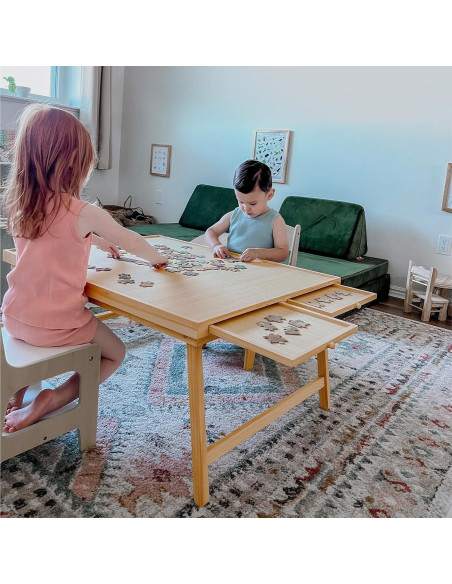 Mesa de Rompecabezas Plegable TEAKMAMA 1500 Piezas Natural