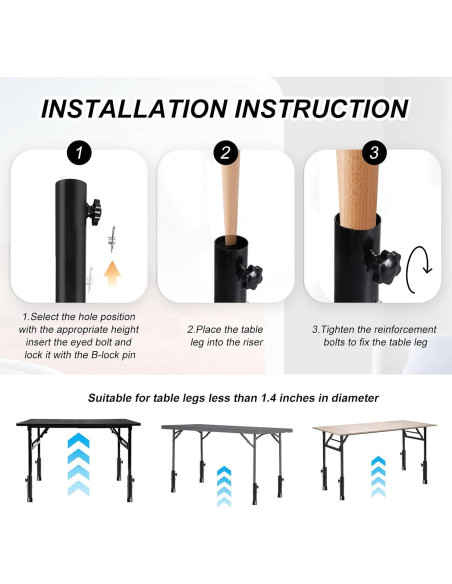Elevadores de Mesa Plegable TOWEBOORY - 4 Piezas Ajustables