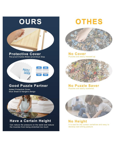 Mesa de Rompecabezas Plegable TEAKMAMA 1500 Piezas Natural