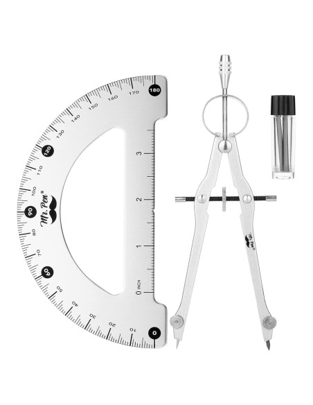 Juego de Geometría Mr. Pen - Transportador y Compás 17.27 cm