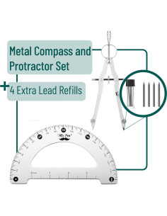 Juego de Geometría Mr. Pen - Transportador y Compás 17.27 cm 2