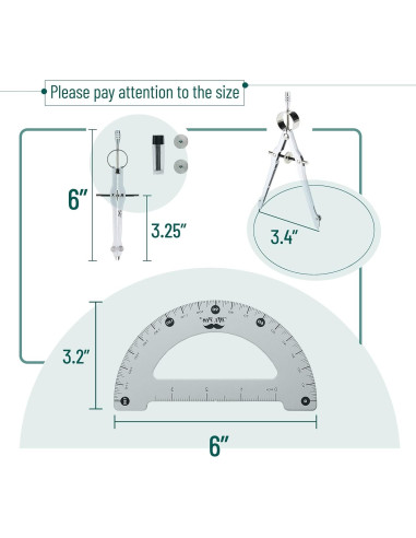 Juego de Geometría Mr. Pen - Transportador y Compás 17.27 cm