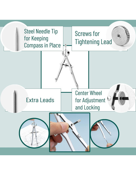 Juego de Geometría Mr. Pen - Transportador y Compás 17.27 cm