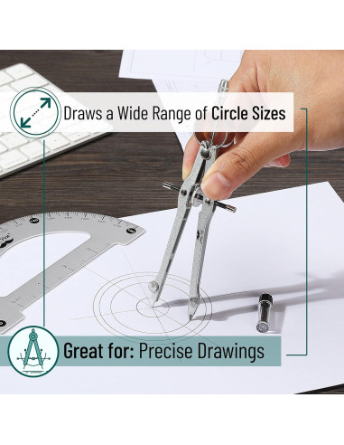 Juego de Geometría Mr. Pen - Transportador y Compás 17.27 cm