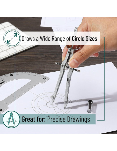 Juego de Geometría Mr. Pen - Transportador y Compás 17.27 cm