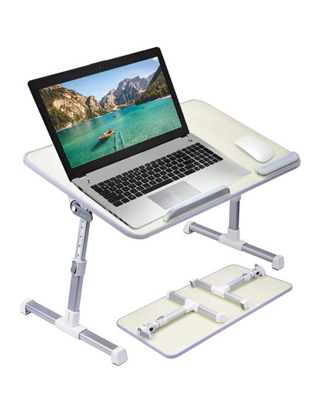Mesa bandeja ajustable Amazon Basics crema para laptop 52cm