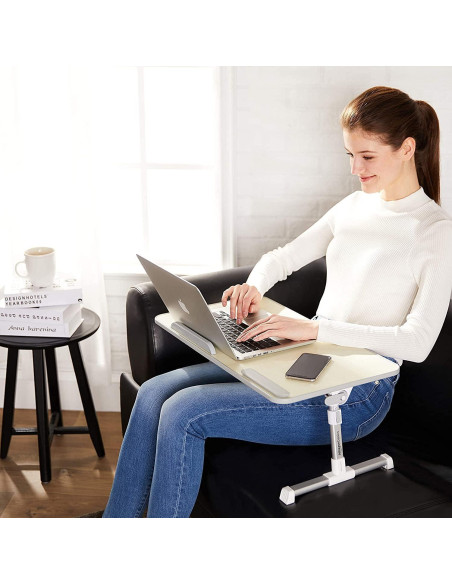 Mesa bandeja ajustable Amazon Basics crema para laptop 52cm