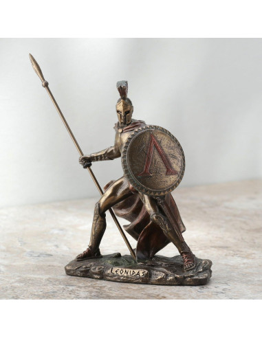 Figurita Guerrero Espartano Leonidas Veronese 10.16 cm Resina Bronce