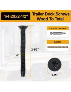 Tornillos para Deck FMhotu 1/4-20 x 6.35 cm Cabeza Plana - 100 Pzas 2