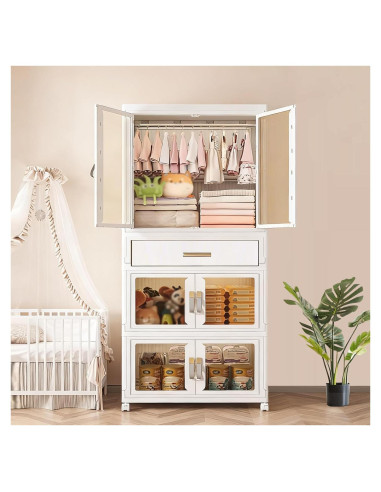 Armario Infantil Plegable XIMSPHY Blanco 54x34x140 cm