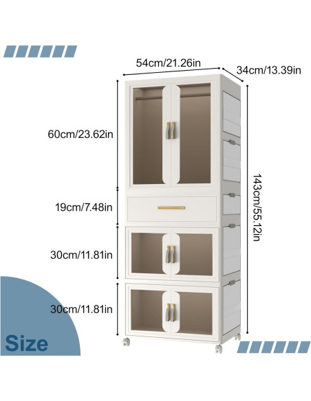 Armario Infantil Plegable XIMSPHY Blanco 54x34x140 cm