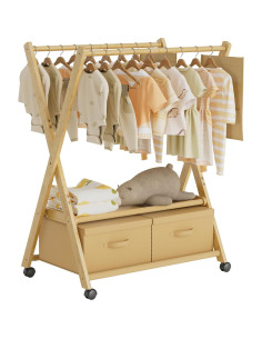 Perchero de Bambú para Niños Amazer con Ruedas 88x52cm 2