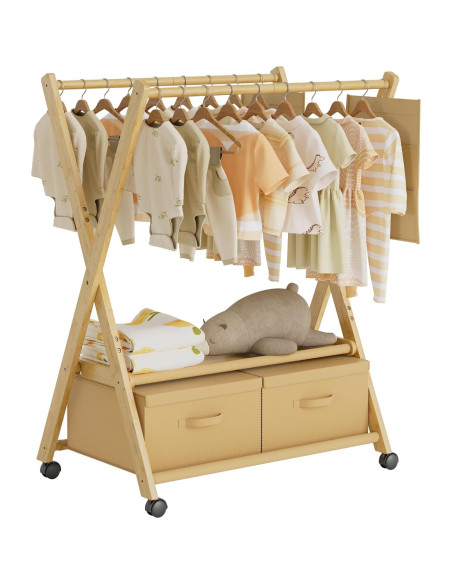 Perchero de Bambú para Niños Amazer con Ruedas 88x52cm