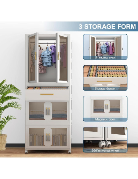 Armario Infantil Plegable XIMSPHY Blanco 54x34x140 cm