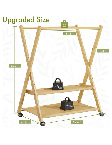 Perchero de Bambú para Niños Amazer con Ruedas 88x52cm