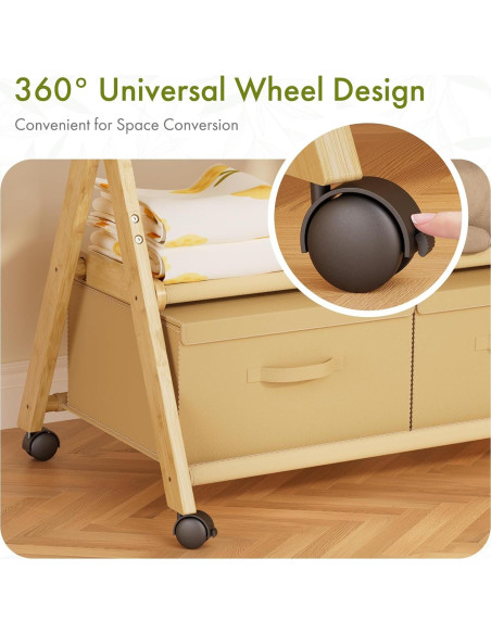 Perchero de Bambú para Niños Amazer con Ruedas 88x52cm