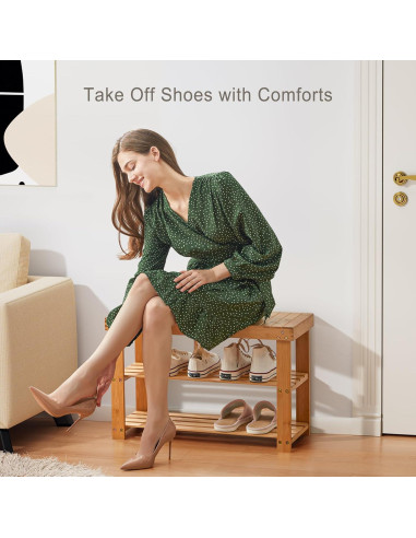 Banco de Zapatos de Bambú Pipishell 3 Niveles 136kg