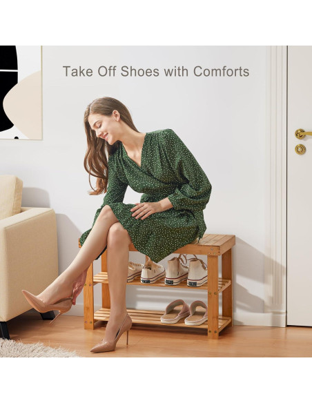 Banco de Zapatos de Bambú Pipishell 3 Niveles 136kg