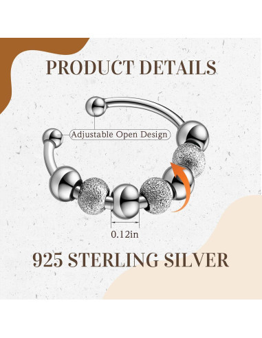 Yinkin 30 Anillos Antiestrés Ajustables de Acero Inoxidable Plata