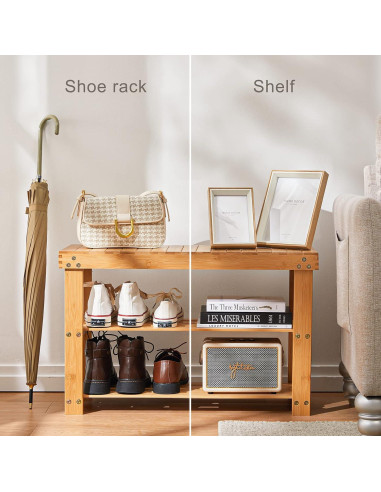 Banco de Zapatos de Bambú Pipishell 3 Niveles 136kg