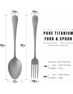 Juego de Cubiertos de Titanio TiTo - Tenedor y Cuchara Livianos 2