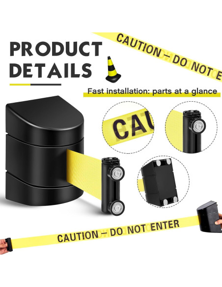 Barrera Retráctil Magnética Barydat 5.0 m Precaución No Entrar