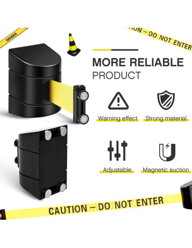 Barrera Retráctil Magnética Barydat 5.0 m Precaución No Entrar