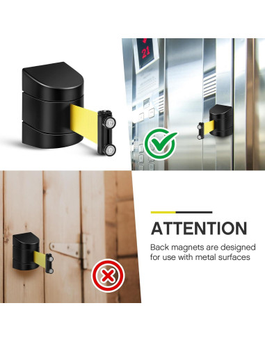 Barrera Retráctil Magnética Barydat 5.0 m Precaución No Entrar