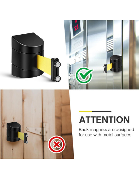 Barrera Retráctil Magnética Barydat 5.0 m Precaución No Entrar