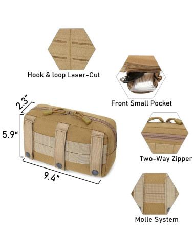 Bolsa Molle Horizontal Lemubeane Verde OD 23.9x15cm EDC