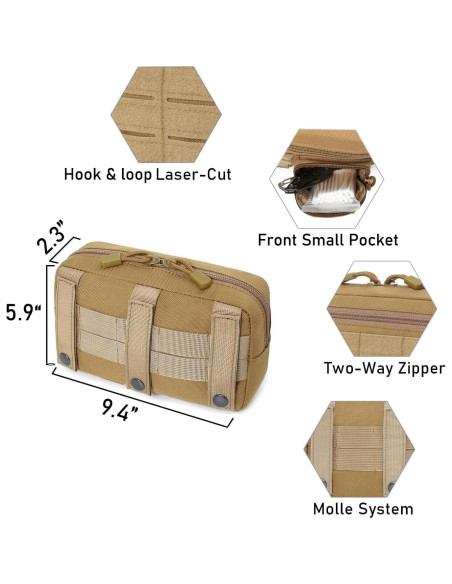 Bolsa Molle Horizontal Lemubeane Verde OD 23.9x15cm EDC