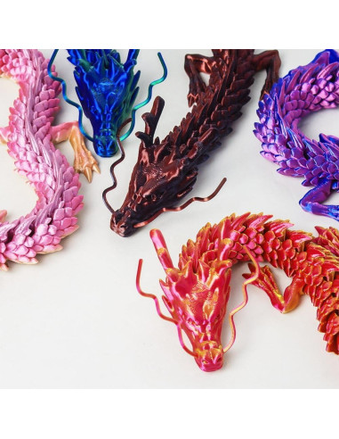 2 Dragones Impresos en 3D WUQIREN 30 cm Articulados