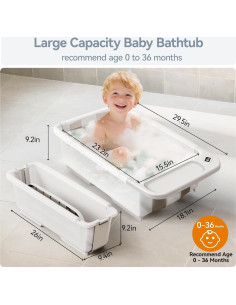 Bañera Plegable para Bebés Elyelsanns - Gran Capacidad con Termómetro 2