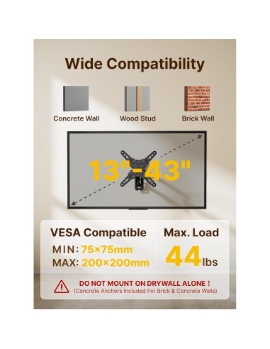 Soporte de Pared para TV monTEK 13-43" Movimiento Completo