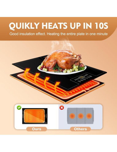 Bandeja Calentadora Eléctrica TOPRATED 61x41 cm con Termostato