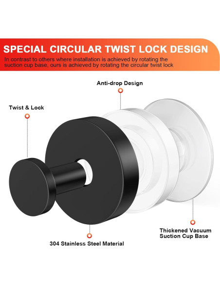 Ganchos de Ventosa Canareen 2 pcs Negro Acero Inoxidable