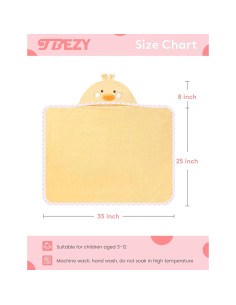Toalla con Capucha TBEZY para Bebé Algodón Pollito 0-12 Meses 2