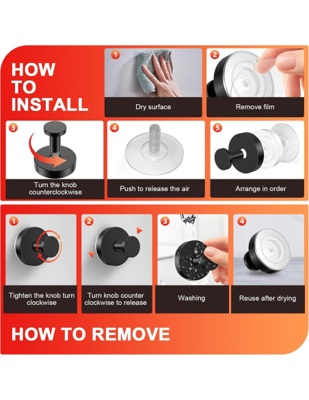 Ganchos de Ventosa Canareen 2 pcs Negro Acero Inoxidable