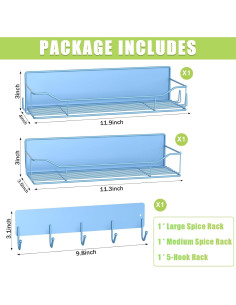 Estante Magnético para Especias IYEBAU 3 Paquetes Azul 2