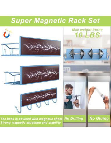 Estante Magnético para Especias IYEBAU 3 Paquetes Azul