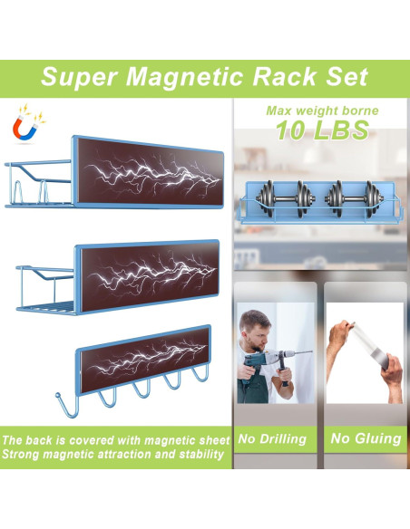 Estante Magnético para Especias IYEBAU 3 Paquetes Azul