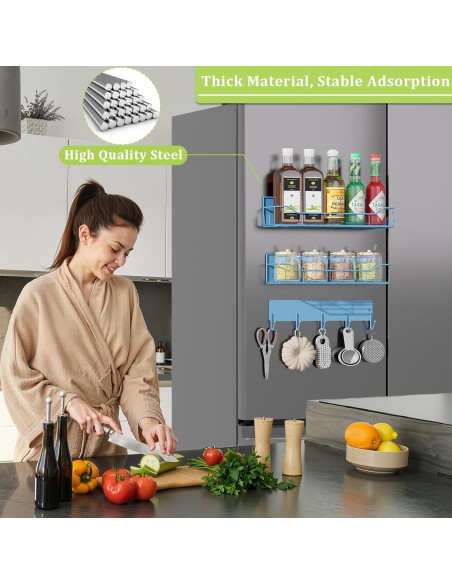 Estante Magnético para Especias IYEBAU 3 Paquetes Azul