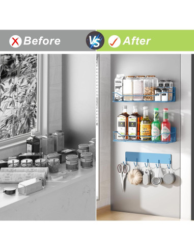 Estante Magnético para Especias IYEBAU 3 Paquetes Azul