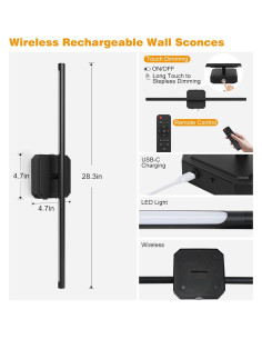 Juego de 2 Apliques de Pared LED Inalámbricos KunruiTAI 2