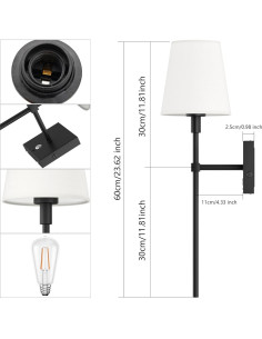 Juego de 2 Apliques de Pared Inalámbricos Irotine HW809 Negro 2