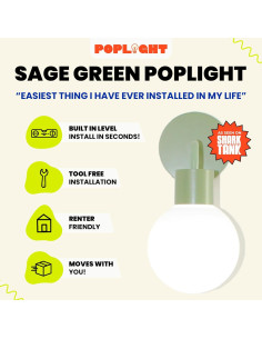 Aplique de Pared LED Poplight Verde Salvia Recargable y Regulable 2