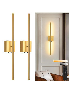 Juego de 2 Apliques de Pared Inalámbricos KELUOLY Dorados