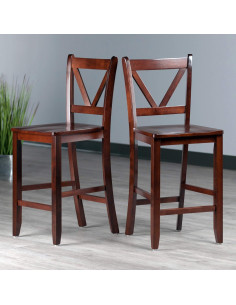 Taburetes de Mostrador Winsome Victor 61 cm 2 Piezas Nogal 2