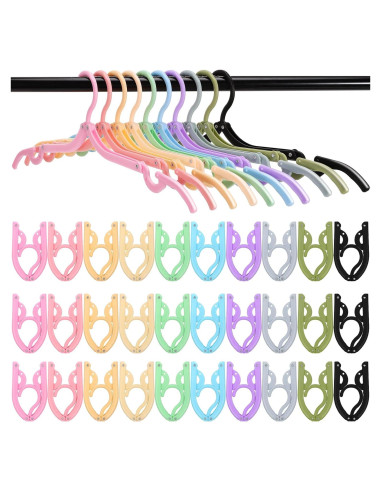 40 Perchas Plegables Dazarey para Viaje y Hogar Multicolor